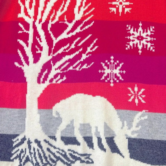 Talbots Winter Scene Striped Lambswool Blend Long Sleeve Crew Neck Sweater M - Picture 8 of 10